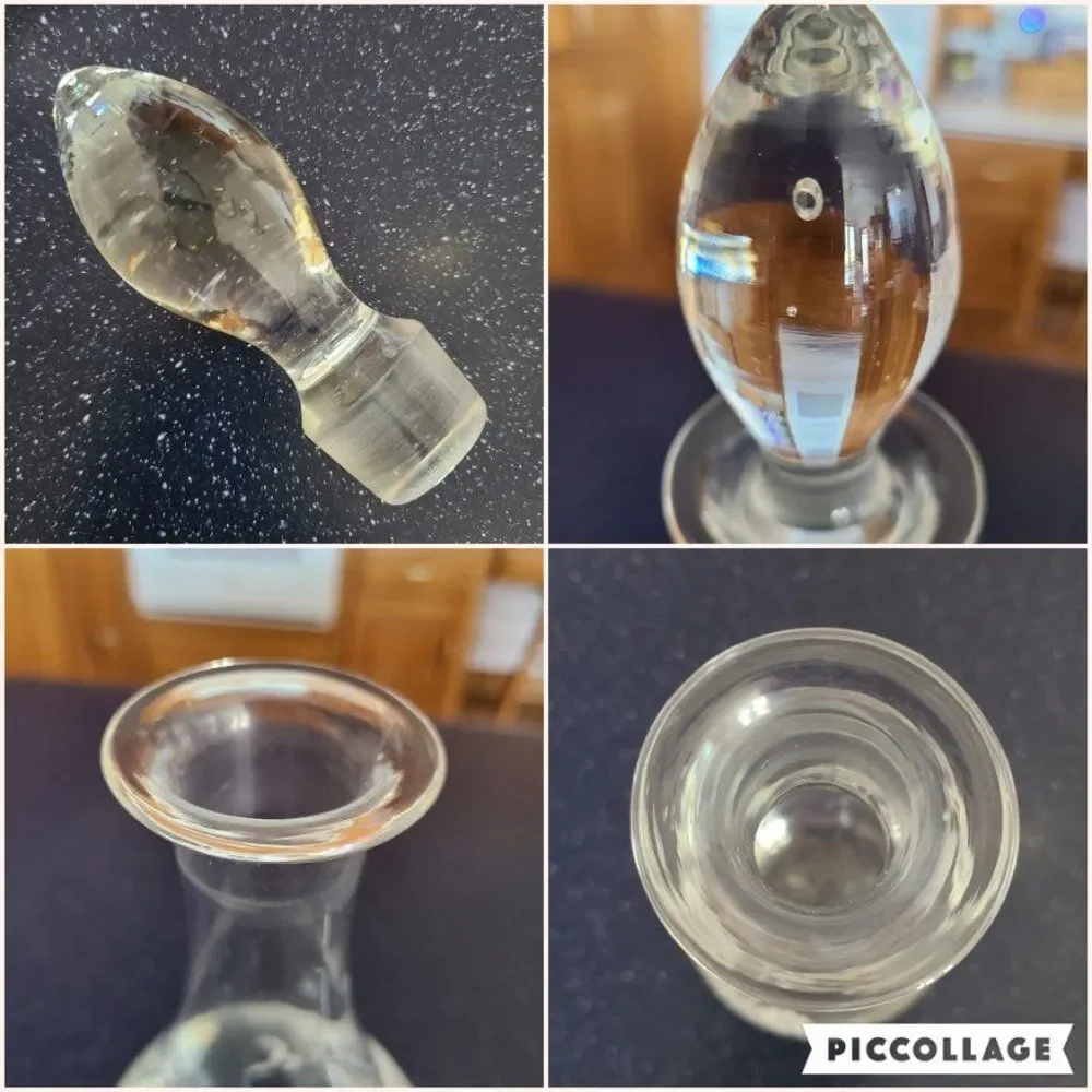 Javit Crystal Wine Decanter Made In Turkey Etched Floral Glass Barware